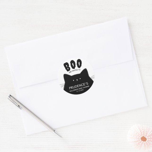 Little Boo Halloween Baby Shower Classic Round Sticker (Envelope)