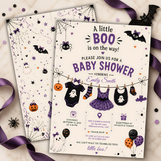 Little Boo Halloween Baby Shower Clothesline Invitation
