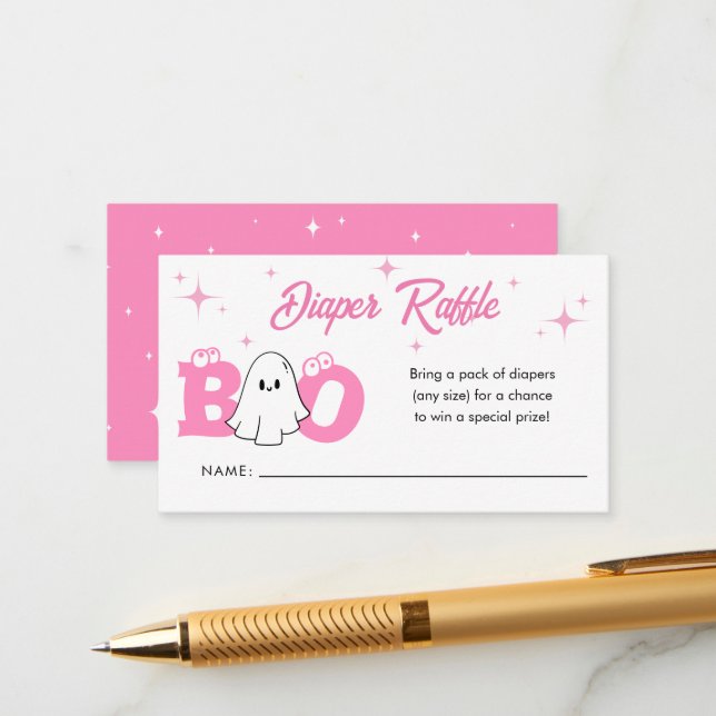 Little Boo Halloween Baby Shower Diaper Raffle Enclosure Card (Front/Back In Situ)