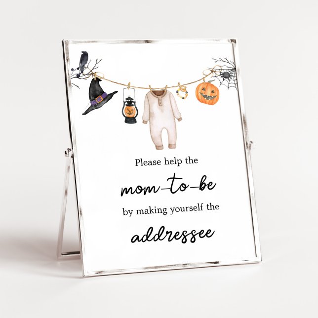 Little Boo Halloween Baby Shower Envelope Station Poster (Halloween Baby Clothes Baby Shower Envelope Station Sign)