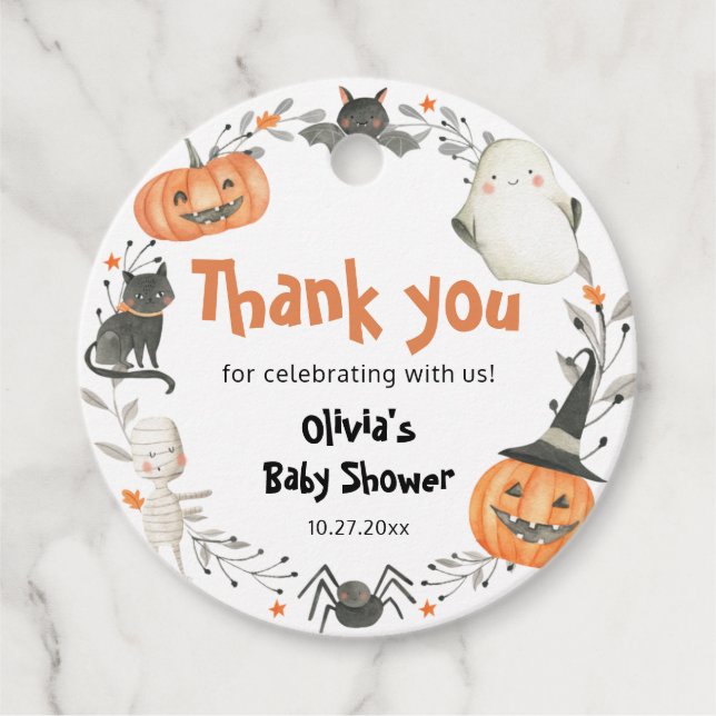 Little Boo Halloween Baby Shower Favour Tag (Front)