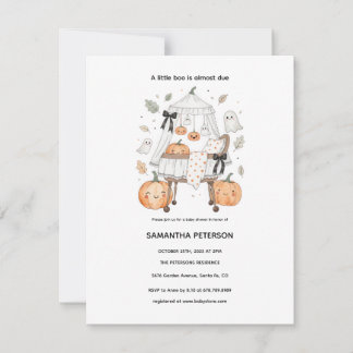 Little boo Halloween baby Shower Invitation