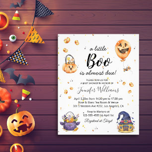 little boo, halloween baby shower invitation flyer