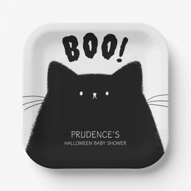 Little Boo Halloween Baby Shower Paper Plate (Front)