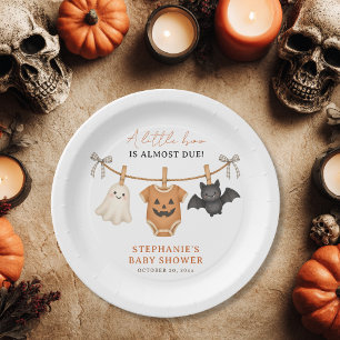 Little Boo Halloween Baby Shower Personalised Paper Plate