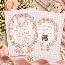 Little Boo Halloween Baby Shower Pink Coquette QR