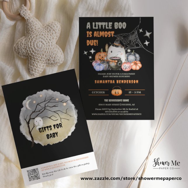 Little Boo Halloween Baby Shower Registry QR Code Invitation (Creator Uploaded)