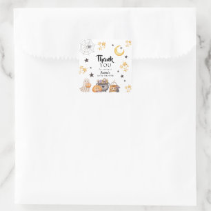 Little Boo Halloween Baby Shower  Square Sticker