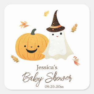 Little Boo Halloween Baby Shower Square Sticker