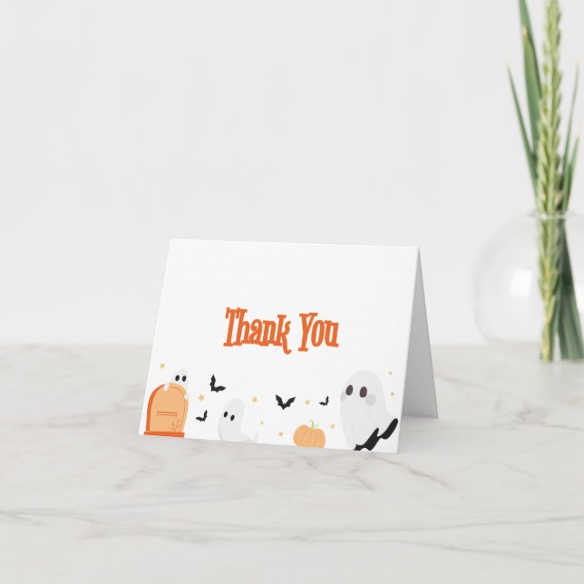 Little Boo Halloween Baby Shower Thank You Card (Front)