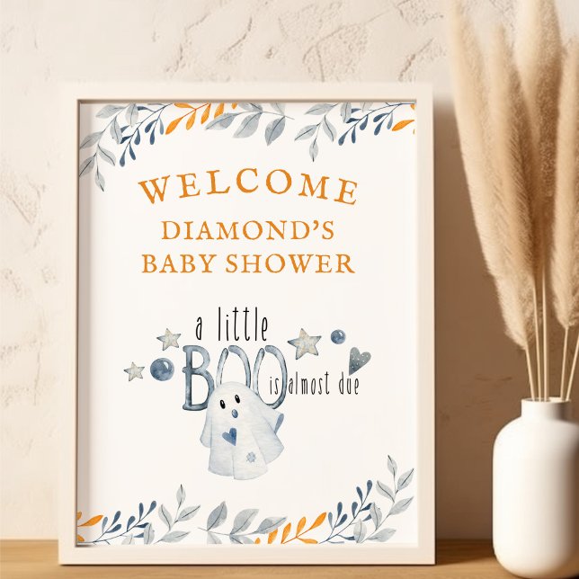 Little Boo Halloween Baby Shower Welcome Poster (Little Boo Halloween Baby Shower Welcome Poster by Darling & May)