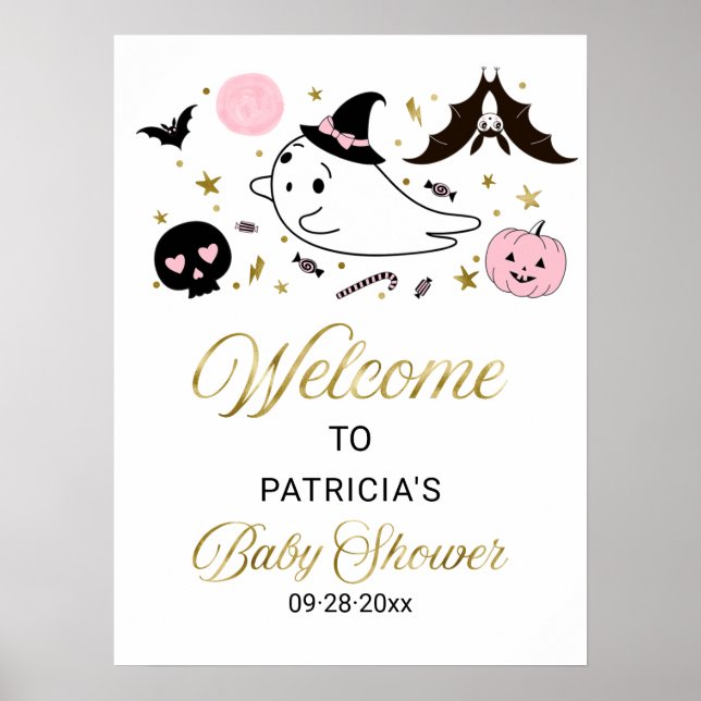 Little Boo Halloween Baby Shower Welcome Sign  (Front)