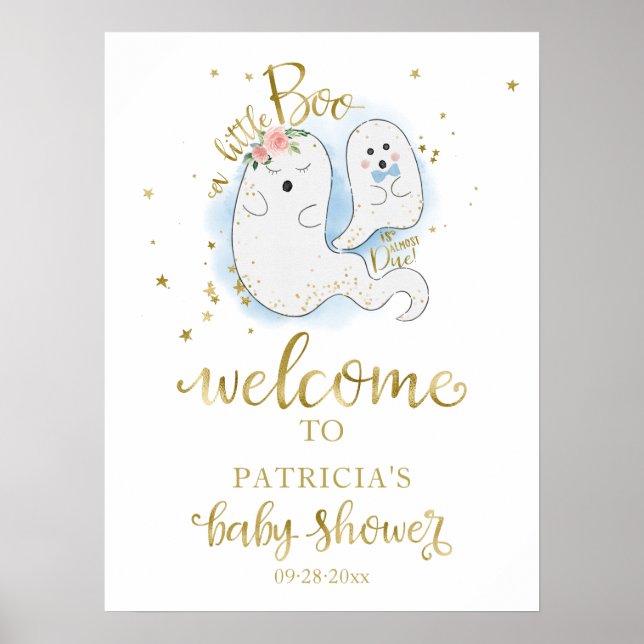 Little Boo Halloween Baby Shower Welcome Sign  (Front)