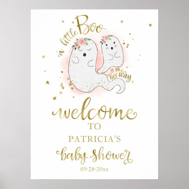 Little Boo Halloween Baby Shower Welcome Sign  (Front)