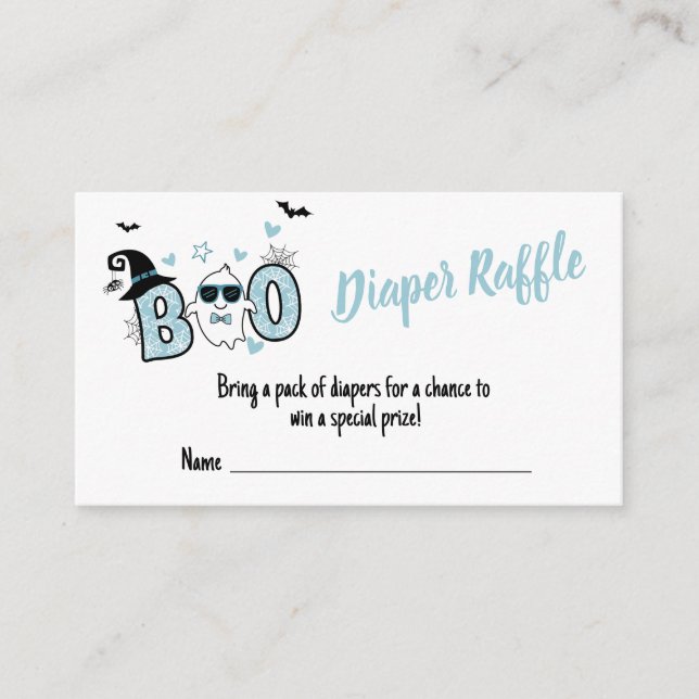 LITTLE BOO  HALLOWEEN BABY SHOWERDIAPER RAFFLE ENCLOSURE CARD (Front)