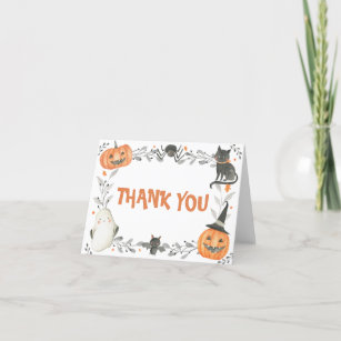 Little Boo Halloween Birthday Party Thank You Card