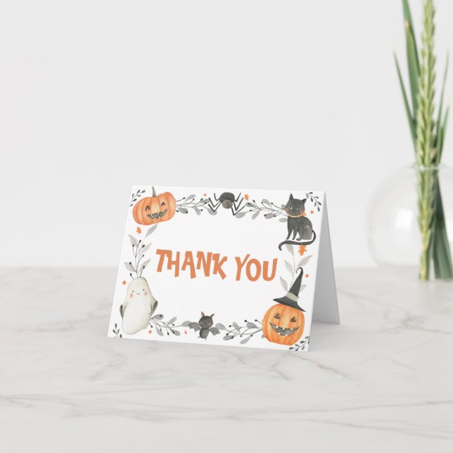Little Boo Halloween Birthday Party Thank You Card (Front)