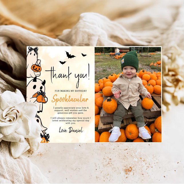 Little Boo Halloween Birthday Thank You Card (Creator Uploaded)