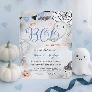 Little Boo Halloween Boy Boy Ghost Baby Shower Invitation