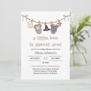 Little Boo Halloween Clothes Baby Shower Invitation