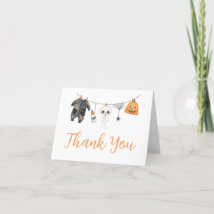 Little Boo Halloween Clothesline Baby Shower Thank You Card