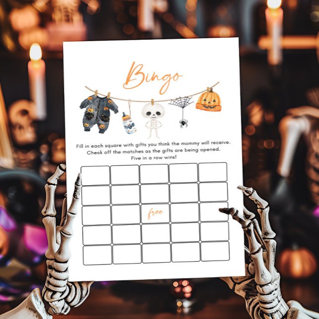 Little Boo Halloween Clothesline Bingo Game (Ghost Clothesline Baby Shower Bingo Game)