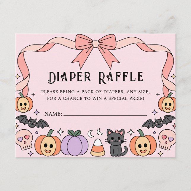 Little Boo Halloween Coquette Diaper Raffle Enclosure Card (Front)
