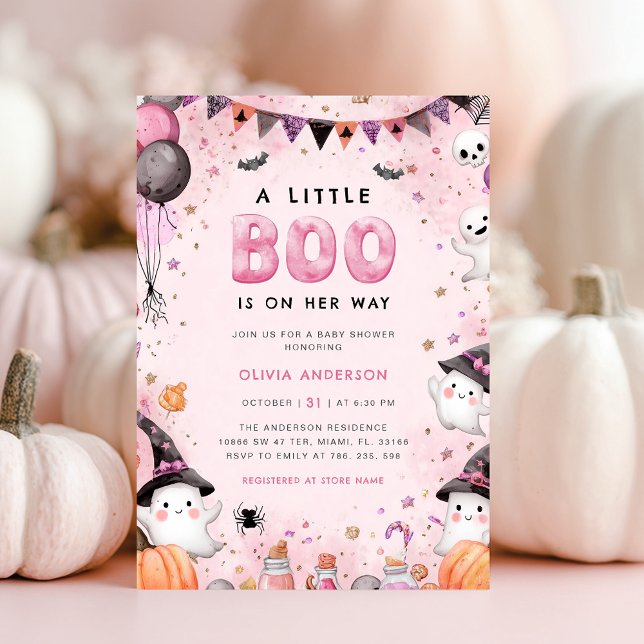 Little Boo Halloween Ghost Baby Shower Invitation (Creator Uploaded)