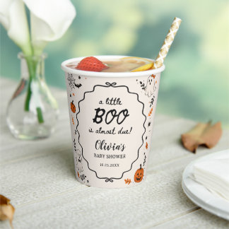 Little Boo Halloween Ghost Baby Shower Paper Cups