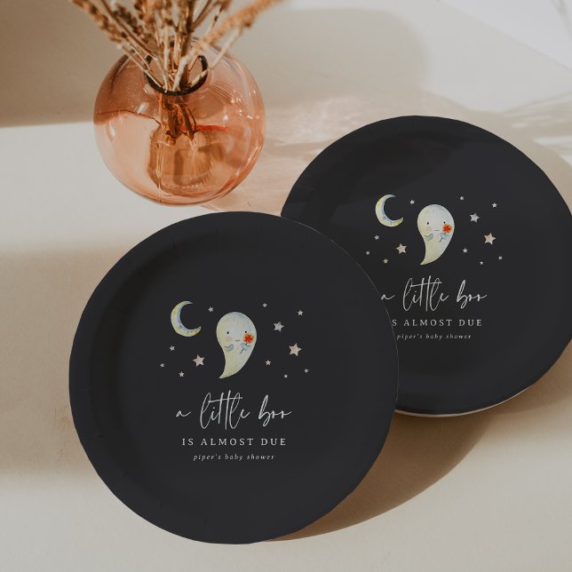 Little Boo Halloween Ghost Baby Shower Paper Plate (Creator Uploaded)