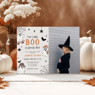 Little Boo Halloween Ghost Baby Shower Photo Invitation