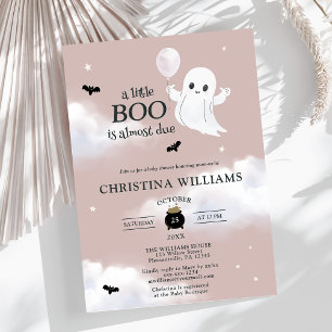 Little Boo Halloween Ghost Blush Pink Baby Shower Invitation