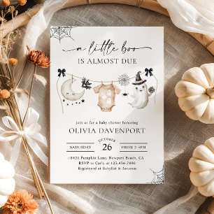 Little Boo Halloween Ghost Clothesline Baby Shower Invitation