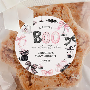 Little Boo Halloween Ghost Girl Baby Shower Classic Round Sticker