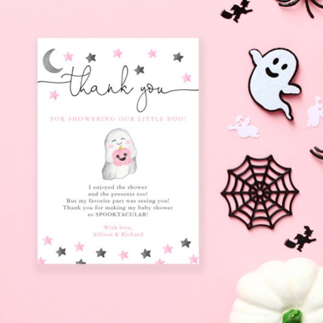 Little Boo Halloween ghost girl baby shower Thank You Card (Creator Uploaded)