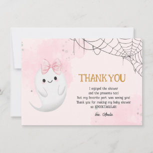 Little Boo Halloween ghost girl baby shower Thank You Card