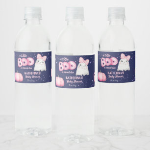 Little boo Halloween ghost girl baby shower Water Bottle Label