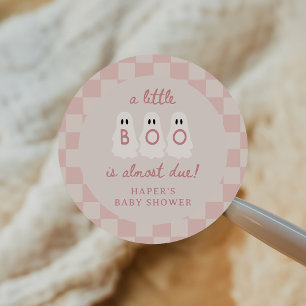 Little Boo Halloween Girl Ghost Baby Shower Classic Round Sticker