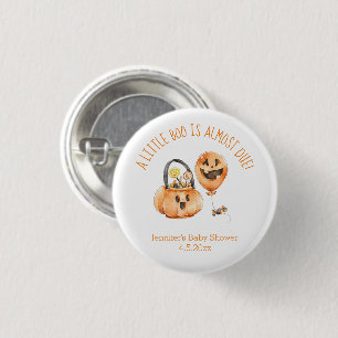 little boo halloween orange cute baby shower 3 cm round badge