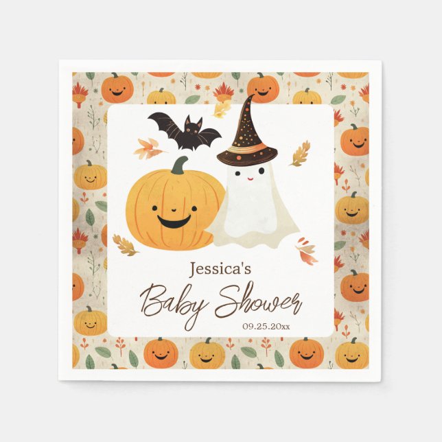 Little Boo Halloween Pattern Baby Shower  Napkin (Front)