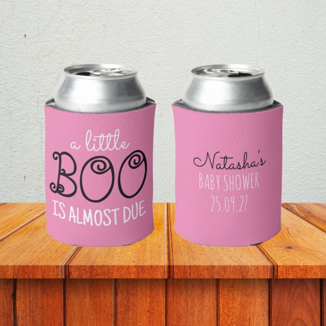 Little Boo Halloween Pink Girl Baby Shower Can Cooler (Creator Uploaded)