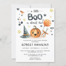 Little Boo Halloween Pumpkin Baby Shower Invitatio