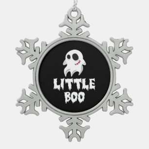 Little Boo In Halloween Cool Graphic Snowflake Pewter Christmas Ornament