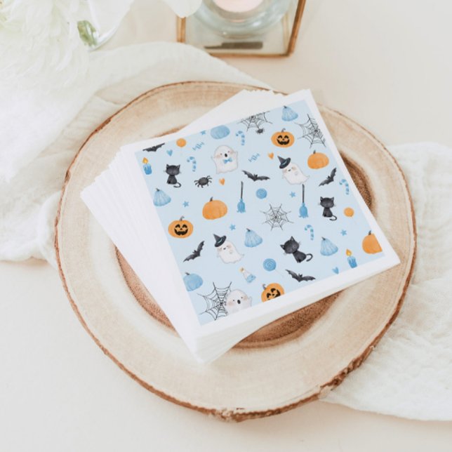 Little Boo is almost due blue baby shower Napkin (Creator Uploaded)