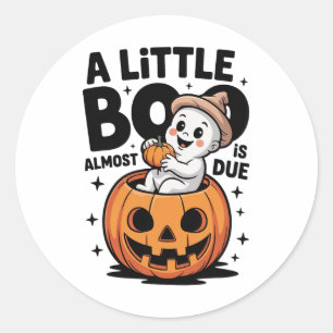 Little Boo Is Almost Due Cute Halloween Pregnancy Classic Round Sticker