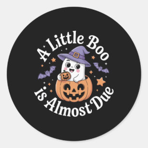 Little Boo Is Almost Due Cute Halloween Pregnancy Classic Round Sticker