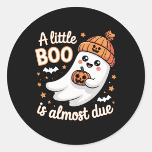 Little Boo Is Almost Due Cute Halloween Pregnancy Classic Round Sticker
