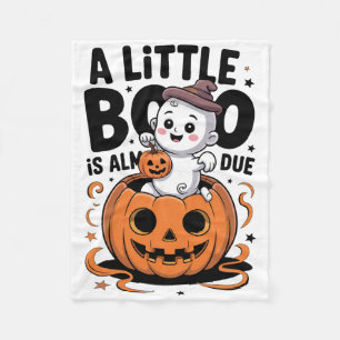 Little Boo Is Almost Due Cute Halloween Pregnancy Fleece Blanket