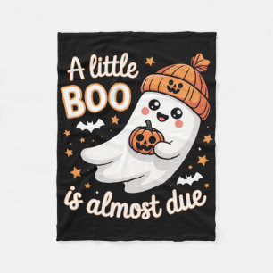 Little Boo Is Almost Due Cute Halloween Pregnancy Fleece Blanket