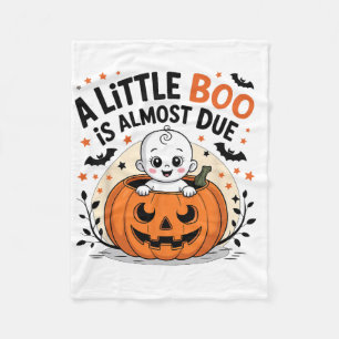 Little Boo Is Almost Due Cute Halloween Pregnancy Fleece Blanket